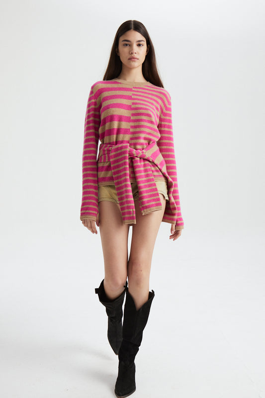 Anise Cashmere Sweater Caramel y Amaranto.